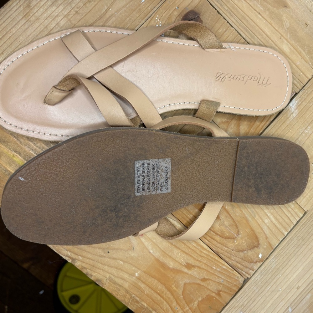 MADEWELL SIZE 8.5 BOARDWALK THONG SANDAL SAND Leather preloved - Picture 8 of 8